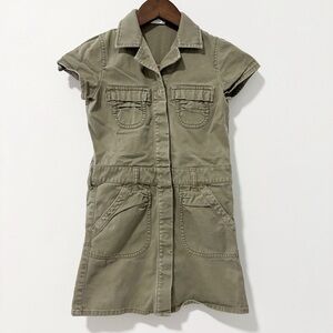 Crewcuts Utility Dress Girls 6-7 Large Olive Green‎ Cotton